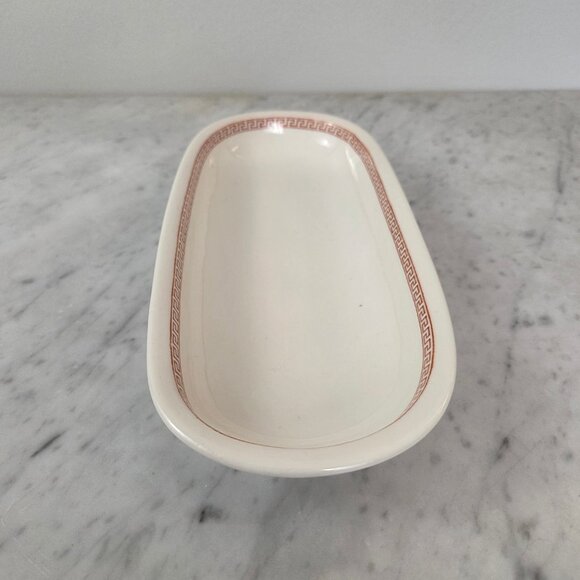Vintage Ivory Lamberton Scammell China Oval Celery Dish Greek Key - Picture 2 of 7